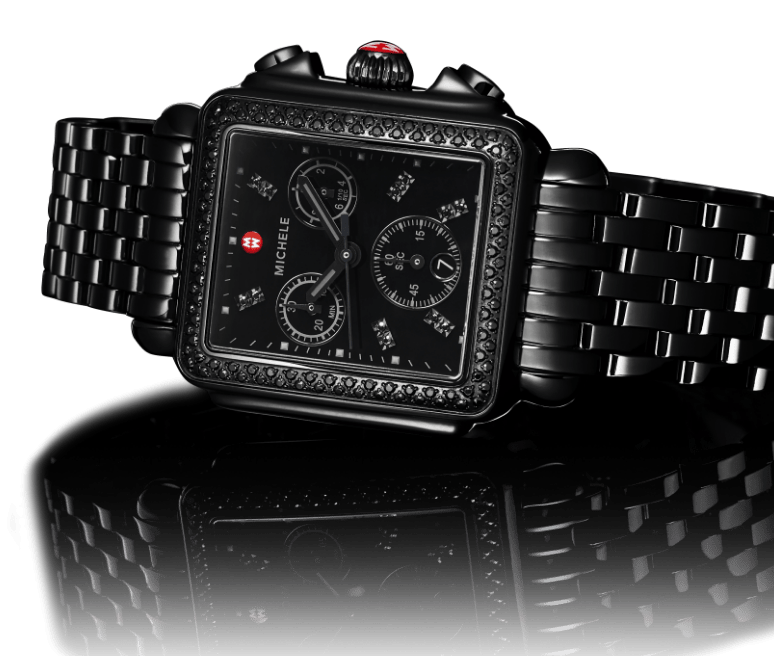 Deco watch in noir with black diamonds.