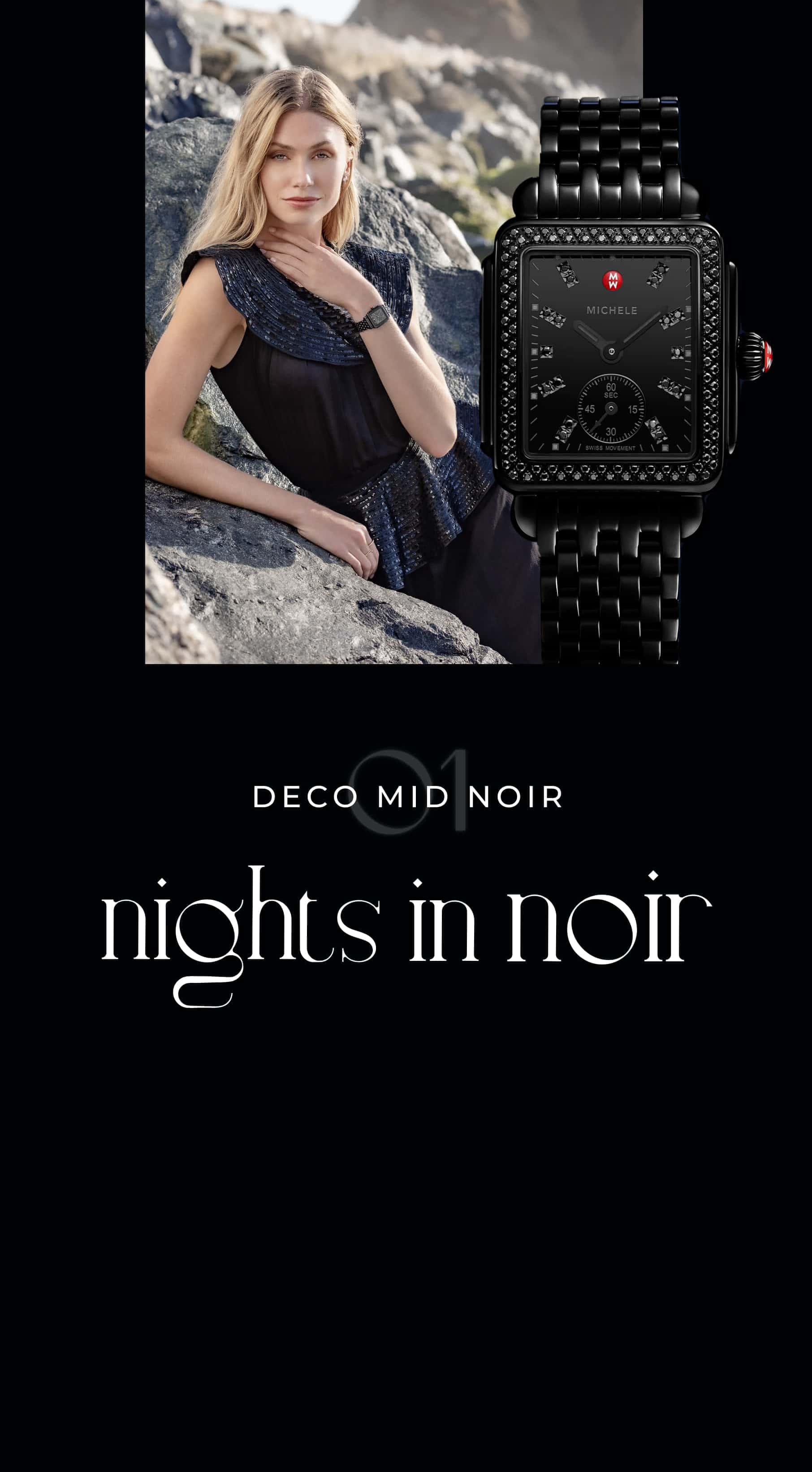 black MICHELE watch with black diamonds