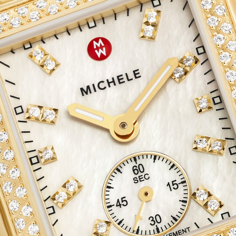 Deco Mid 18K Gold Plated Diamond Watch MWW06V000124 MICHELE