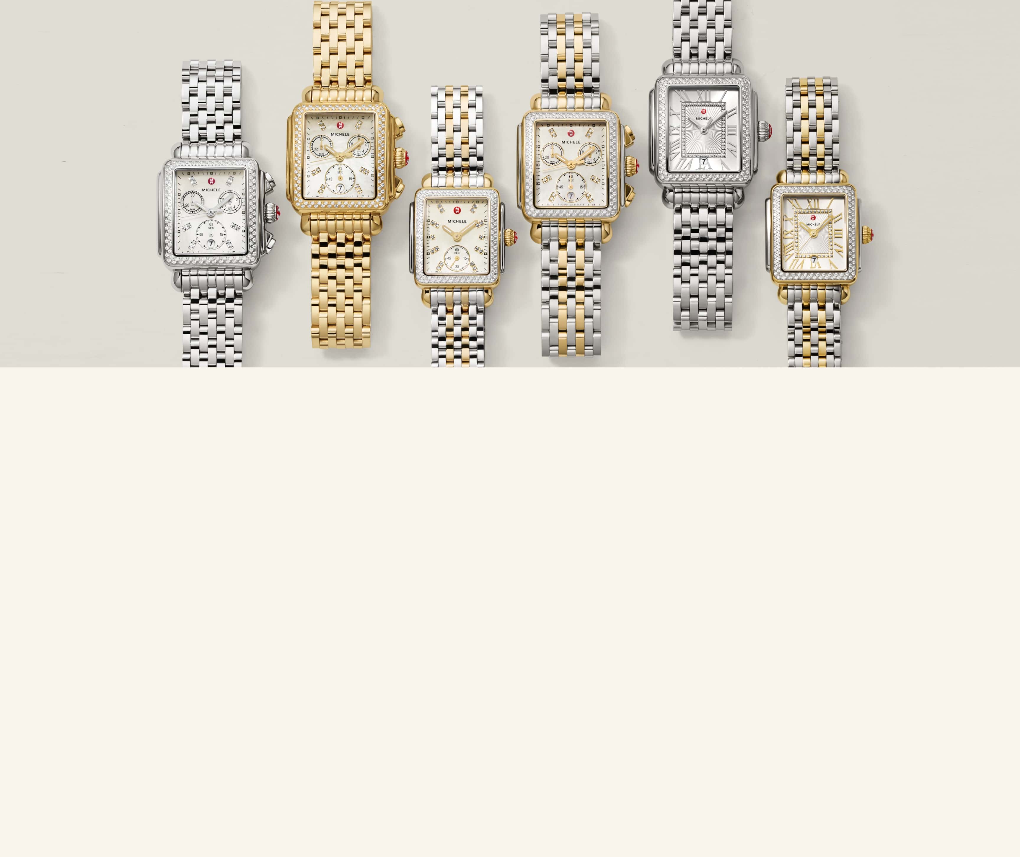 Image of Michele Deco watch collection.