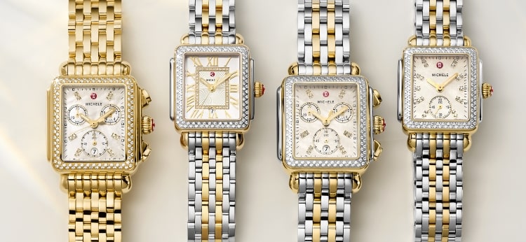 Four diamond Deco watches.