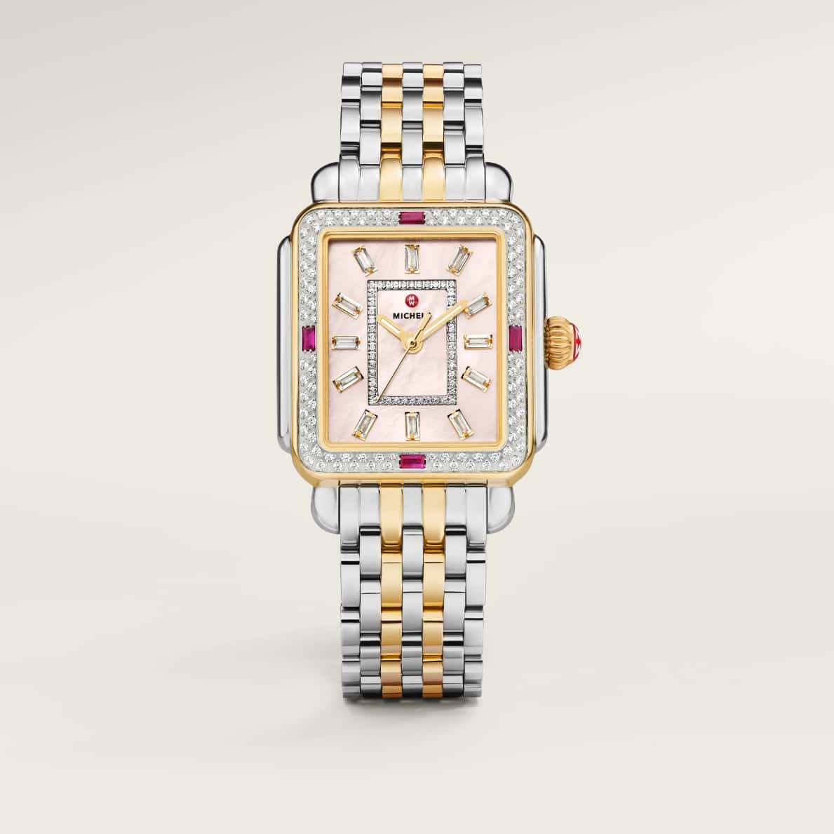 MICHELE Deco Charmante Watch with rubies and baguettes
