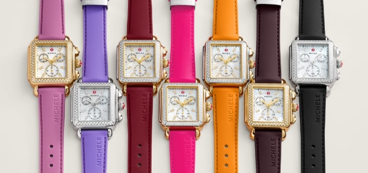 A variety of leather watch bands by MICHELE