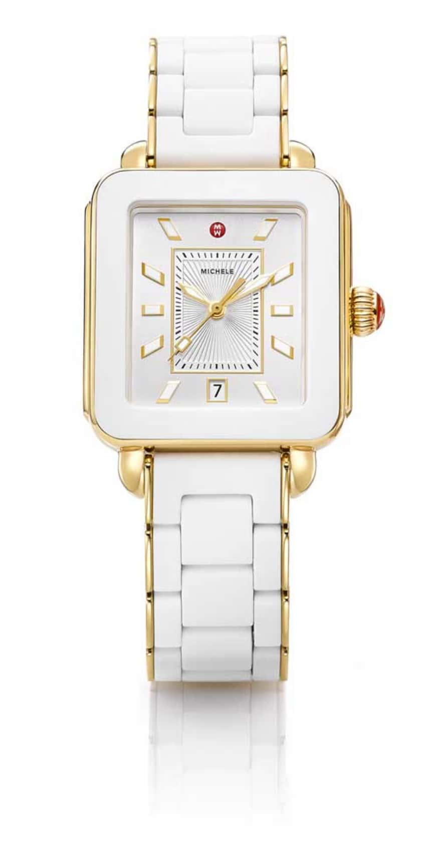 White and gold-tone Deco Sport watch.