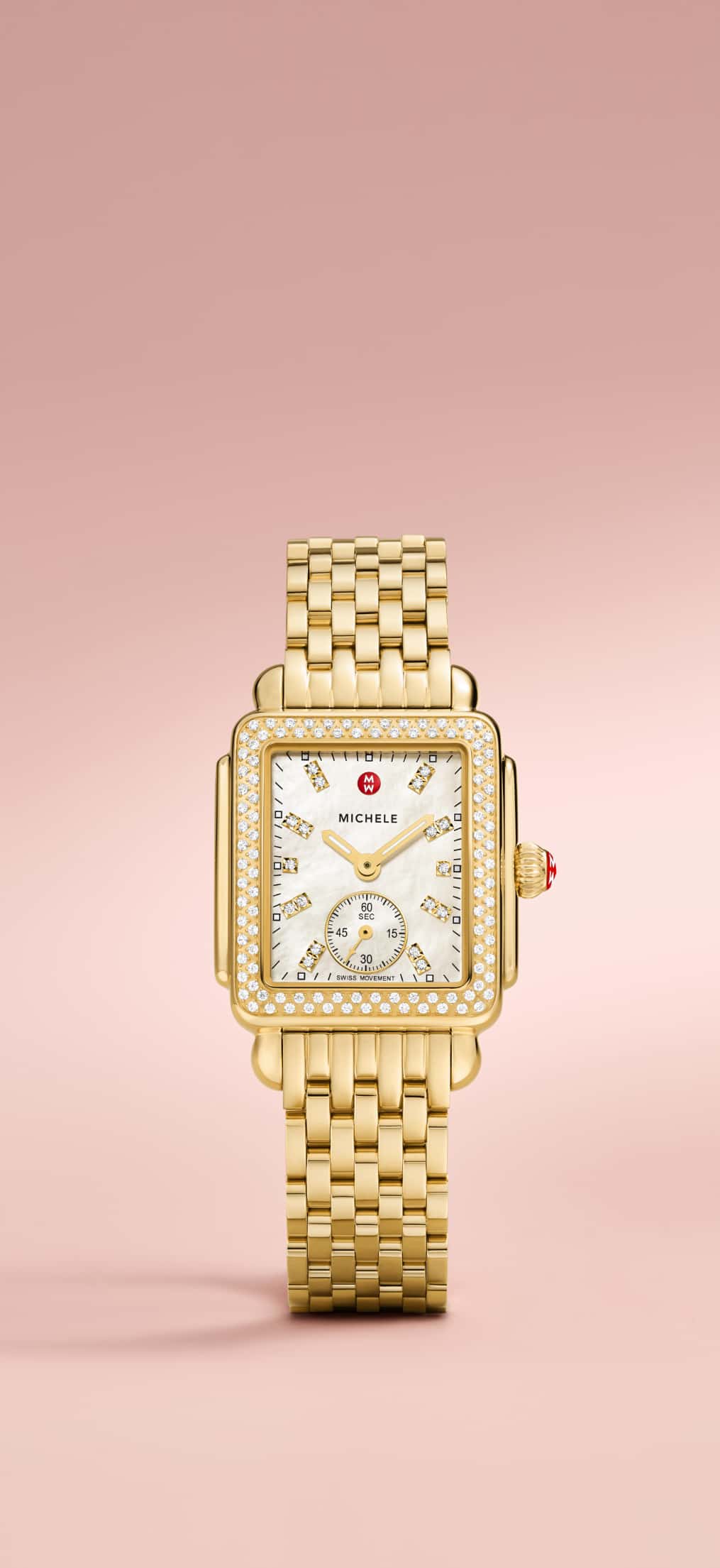 two-tone Deco Mid watch by MICHELE with diamonds