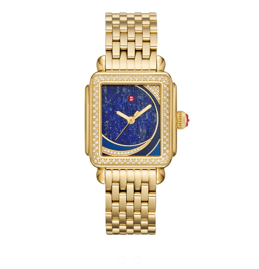 MICHELE deco diamond lapis infinity watch and deco sapphire pave noir watch
