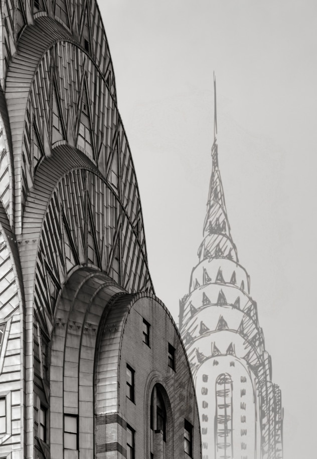 A rotating GIF showing a variety of photos including watches and design details from the Deco collection, Art Deco architecture, and Ashley Graham.