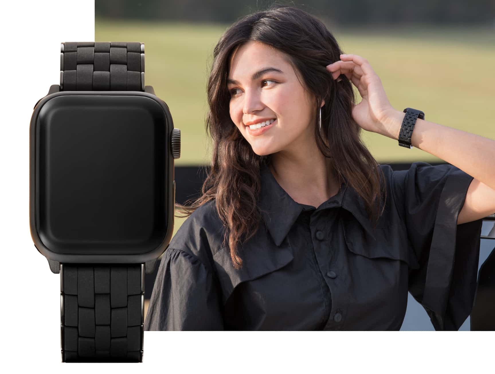 38/40mm and 42/44mm Black SiliconeWrapped Bracelet Band for Apple