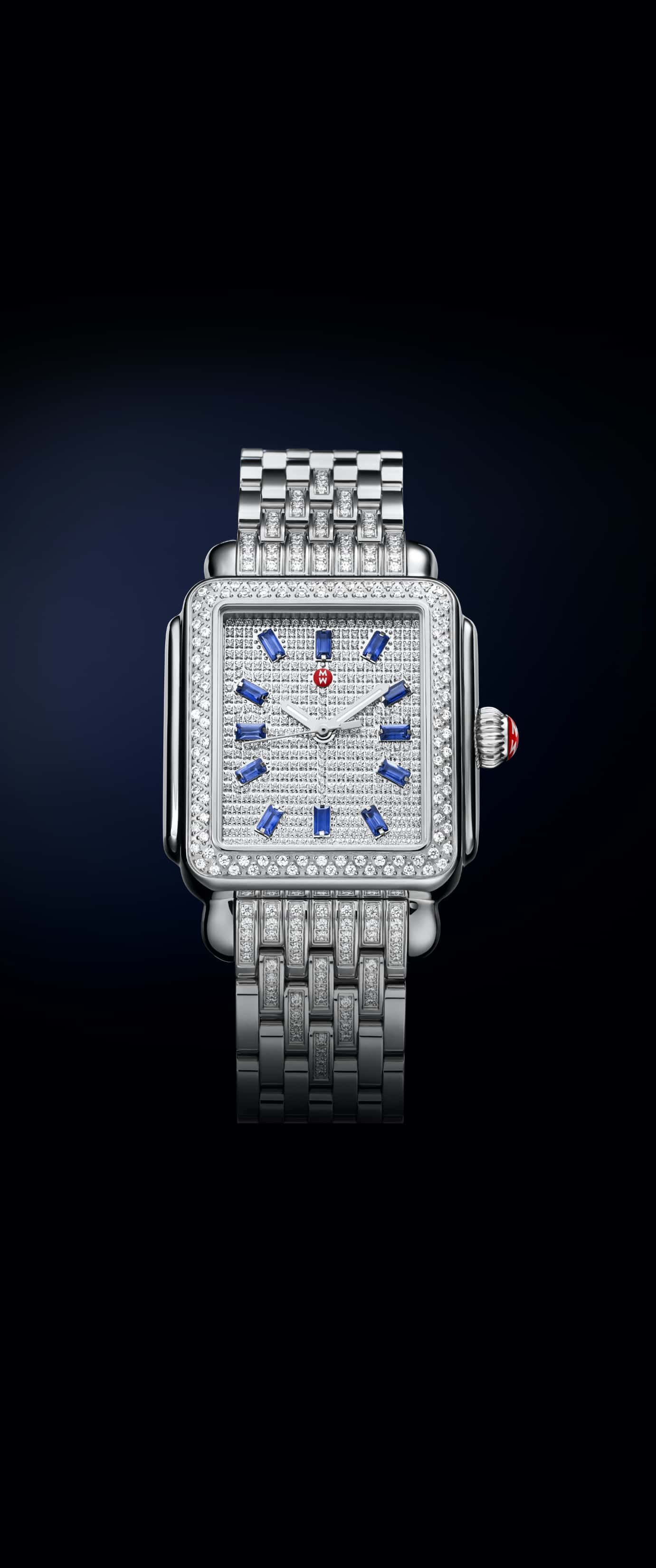 Limited Edition Deco Diamond Pavé Sapphire watch by MICHELE featuring diamonds and sapphires