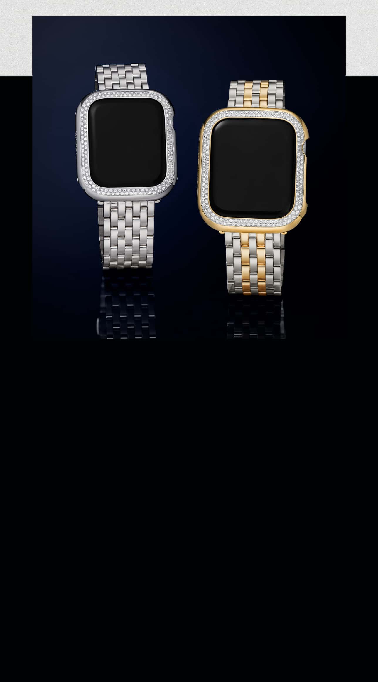 Two MICHELE diamond cases for Apple Watch®