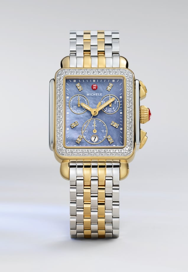 The Deco Mid Diamond Graphite Two-tone 18K Gold-plated watch