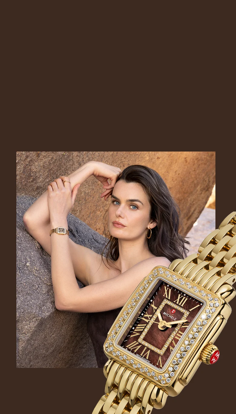 a shot of gold plated Deco Madison Mini in Chocolate Brown