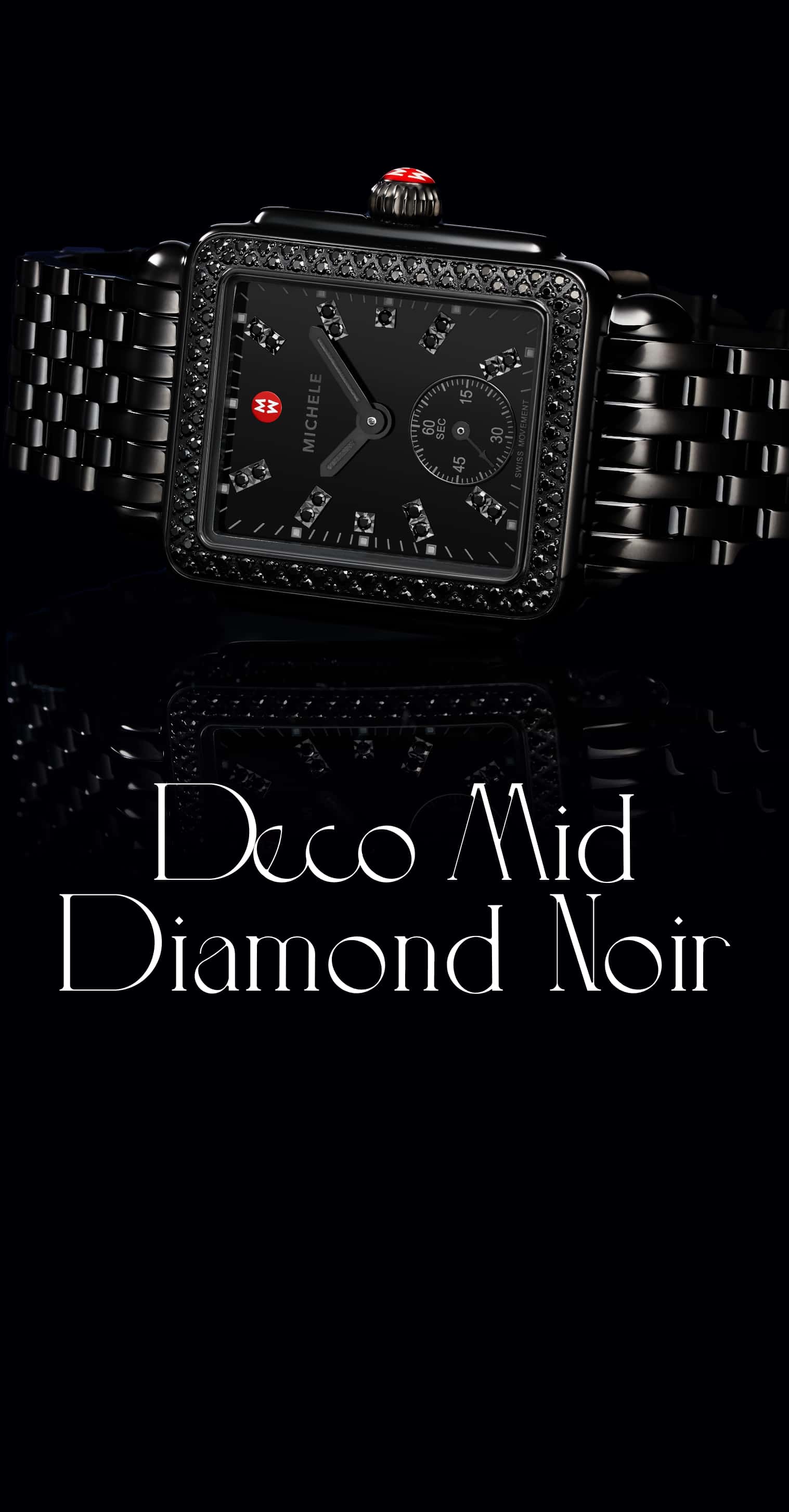 MICHELE Deco Mid Diamond Noir black and black diamond watch