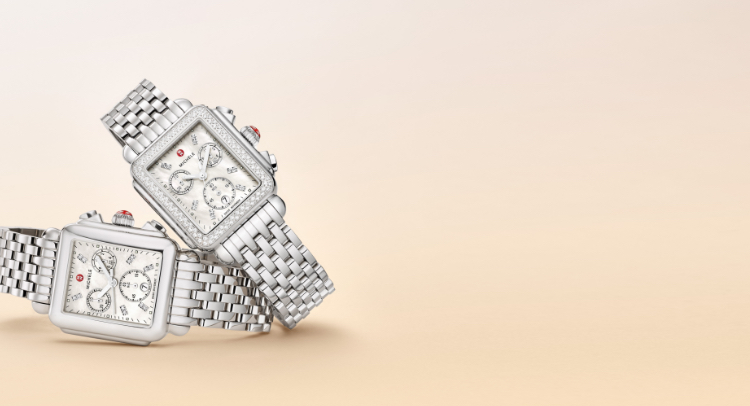 Two Deco watches in stainless.
