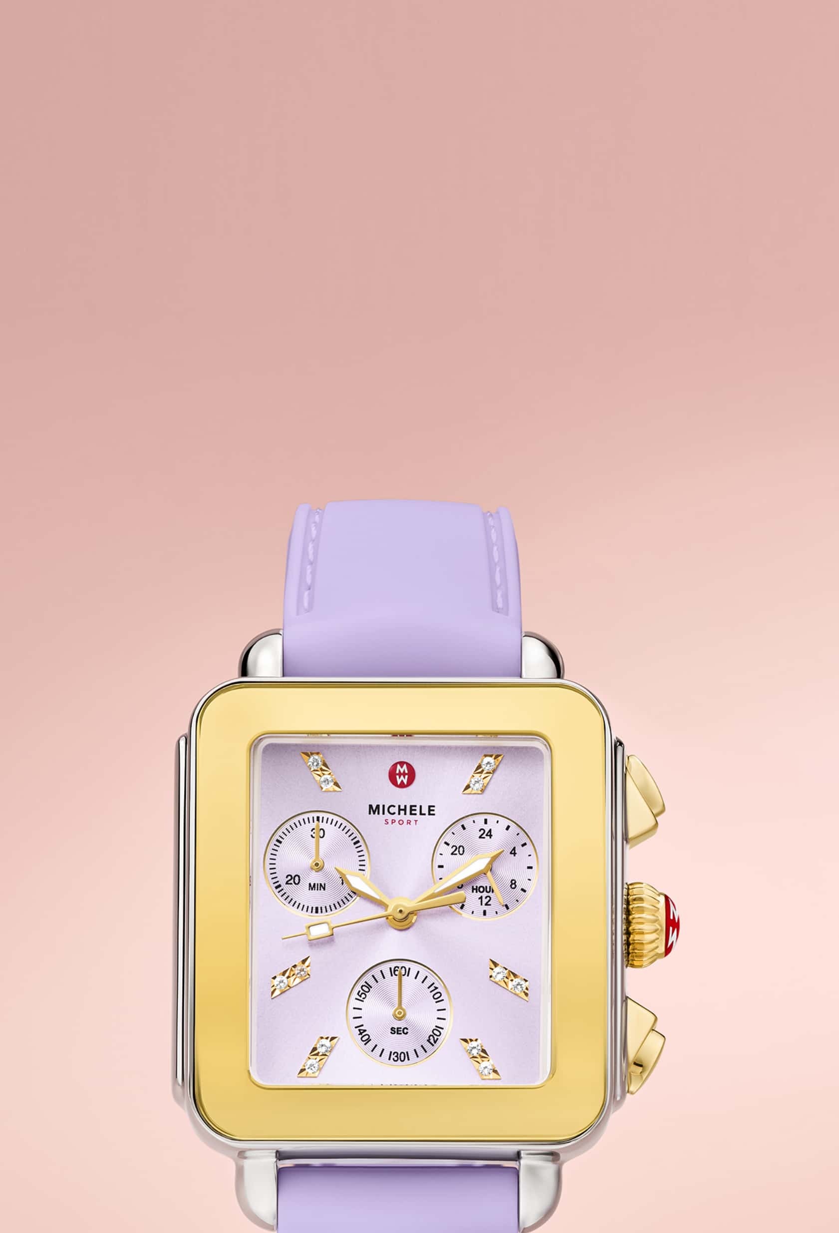 lavender deco sport chronograph watch by MICHELE