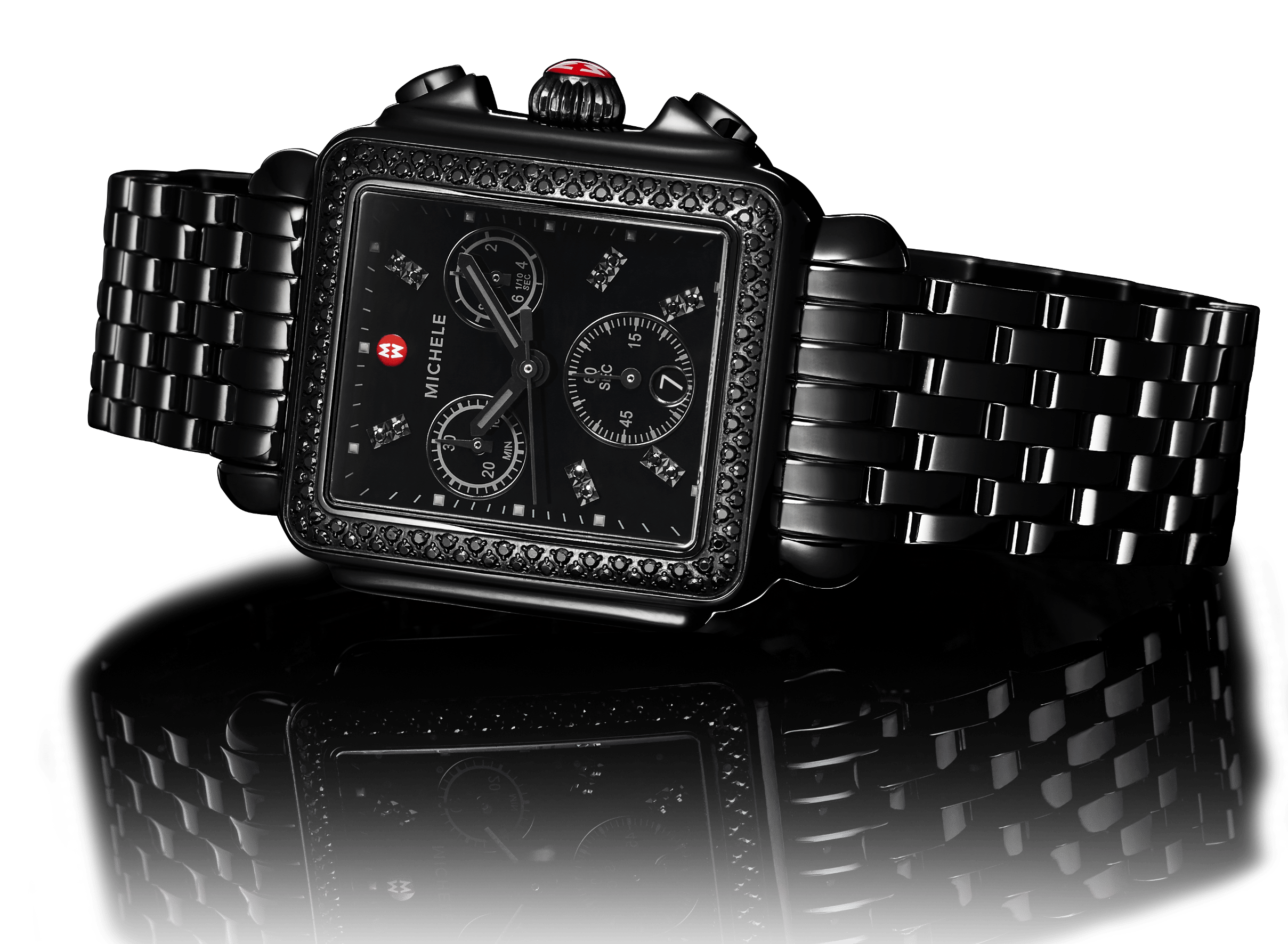 Deco watch in noir with black diamonds.