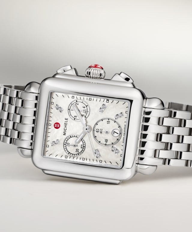 Detail shot of the Deco Diamond Dial Stainless Steel watch