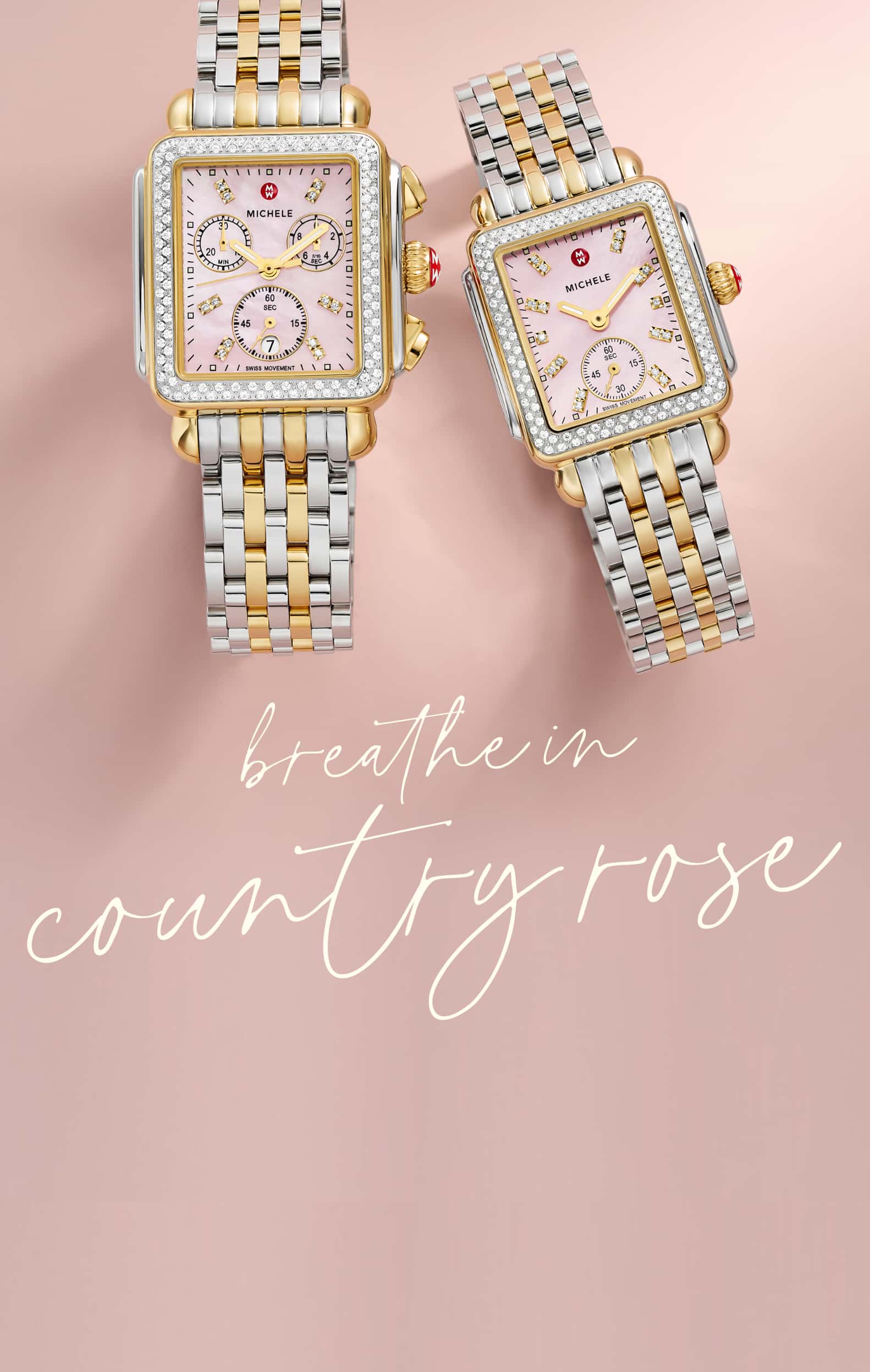 Deco & Deco Mid shine in the freshest colorway from MICHELE: Country Rose.
