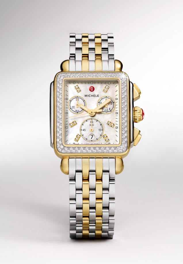 Detail shot of the Deco Diamond Two-tone 18K Gold-plated watch