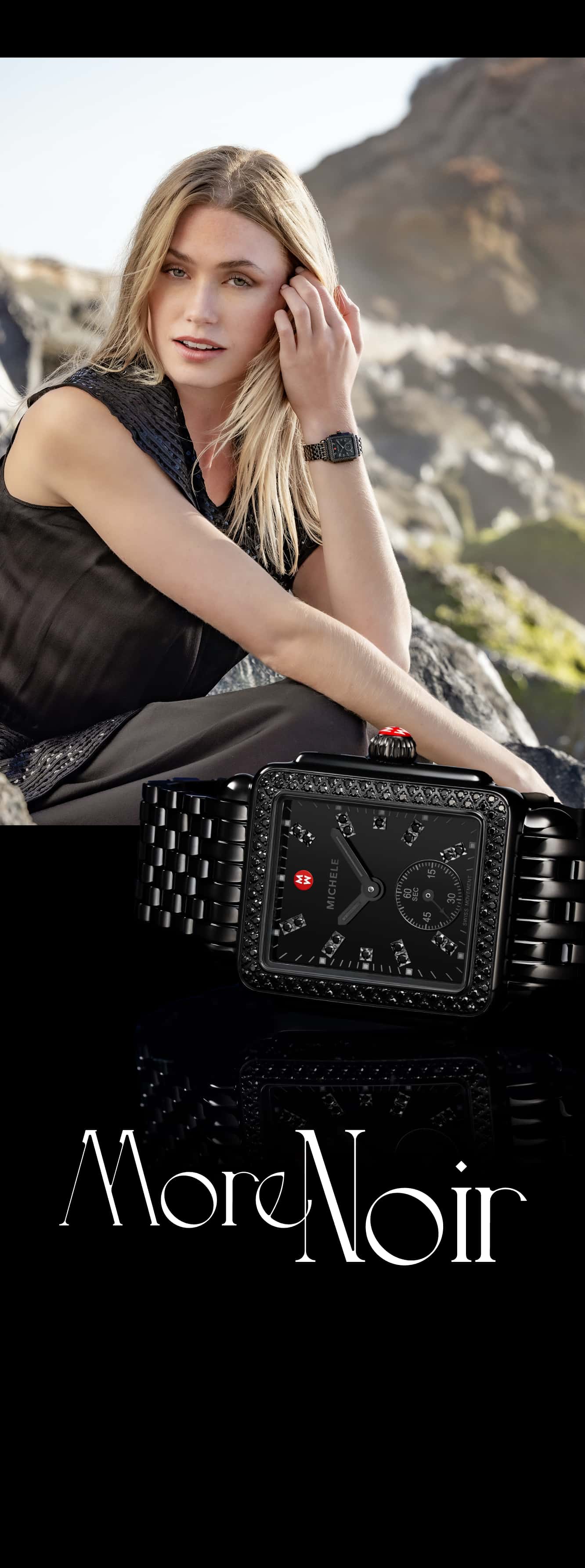 Special Edition Deco Diamond Pavé Noir and Deco Mid Diamond Noir watches by MICHELE featuring black diamonds