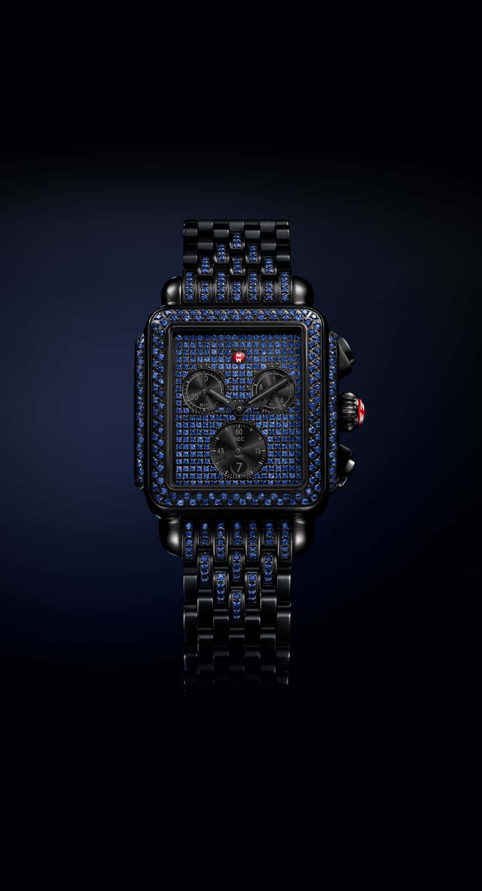 Limited Edition Deco Sapphire Pavé Noir watch by MICHELE