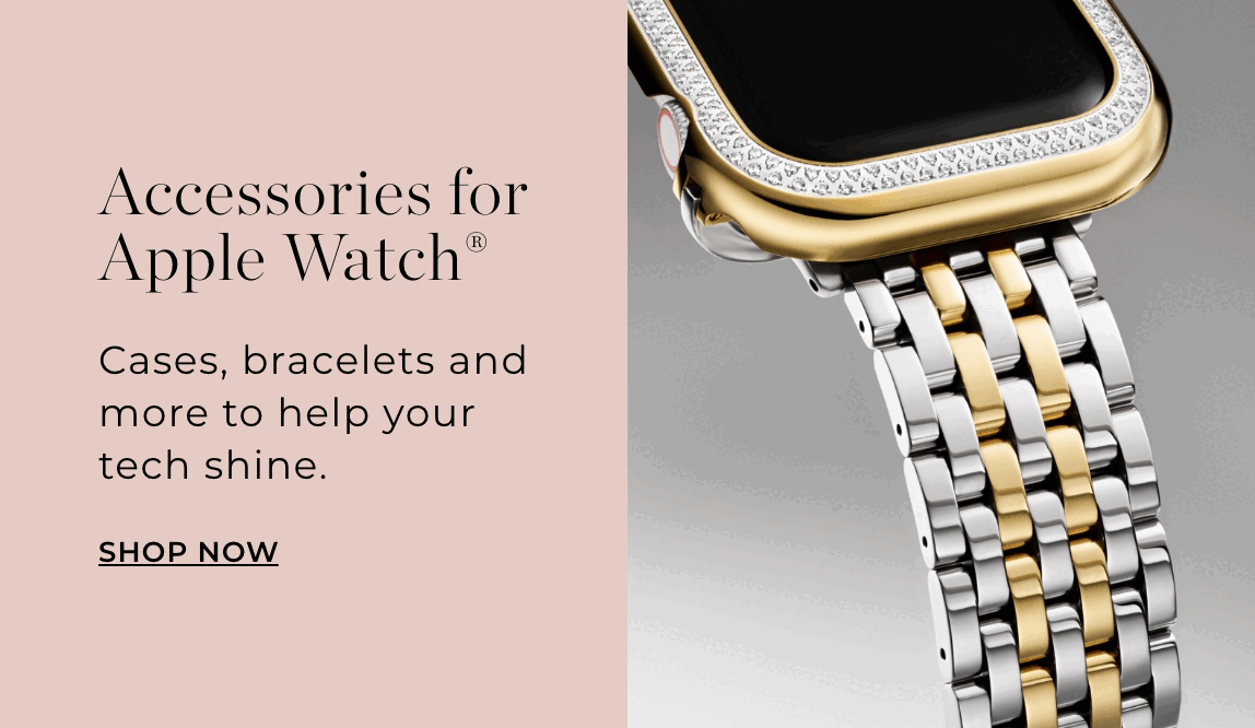 Rotating GIF featuring seven-link bracelets and diamond cases for Apple Watch®.