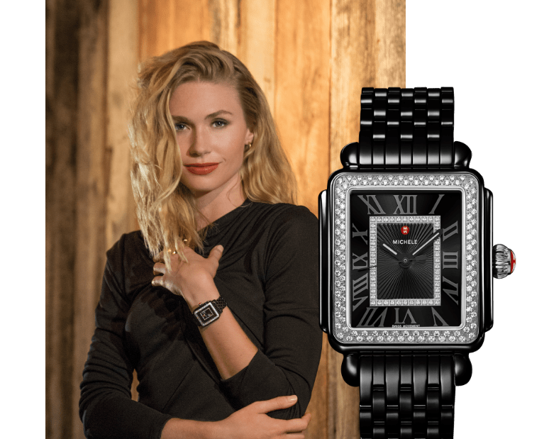 Deco Madison Noir in ceramic with white diamonds.