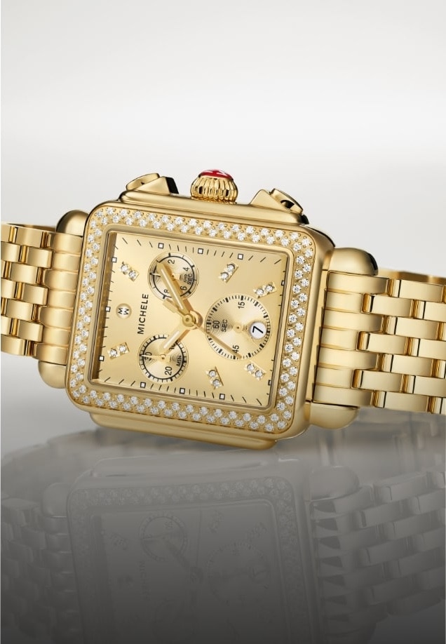 Two Deco Gold-plated High Shine watches.