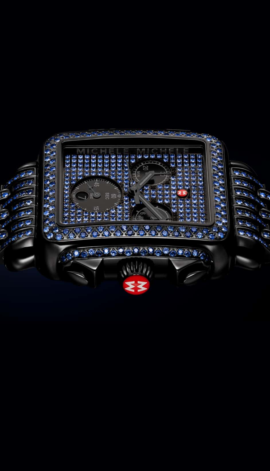 Limited Edition Deco Diamond Pavé Sapphire watch by MICHELE