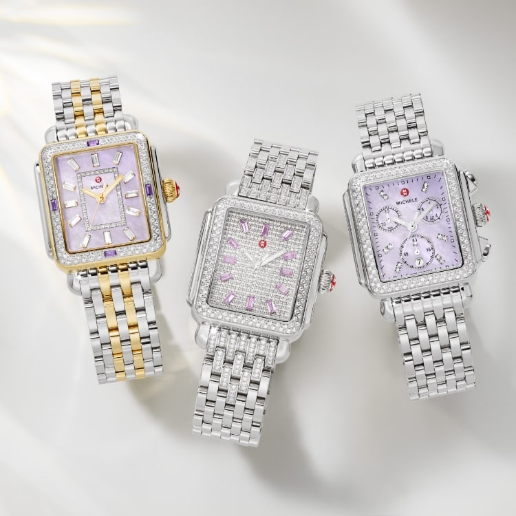 Trio of Deco Lavender watches