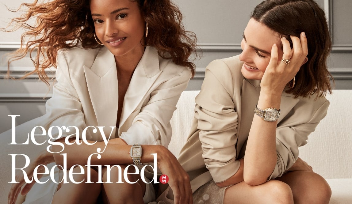 Legacy Redefined. Learn More. Two women wearing Deco diamond watches in two-tone plating