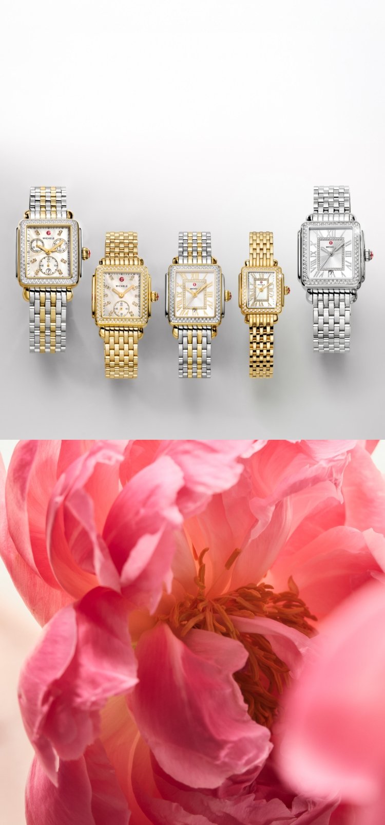 Deco Diamond Two-tone 18K Gold-plated watch. Close up of the Deco Diamond Two-tone 18K Gold-plated watch