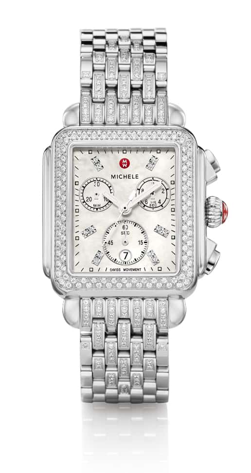 Deco watch with MW-pattern diamond bracelet.