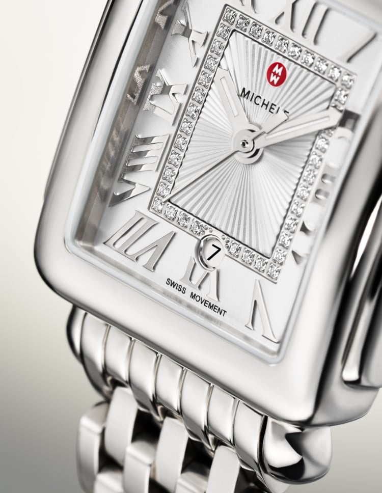 The Deco Diamond Dial 18K Gold-plated Watch shown on a wrist