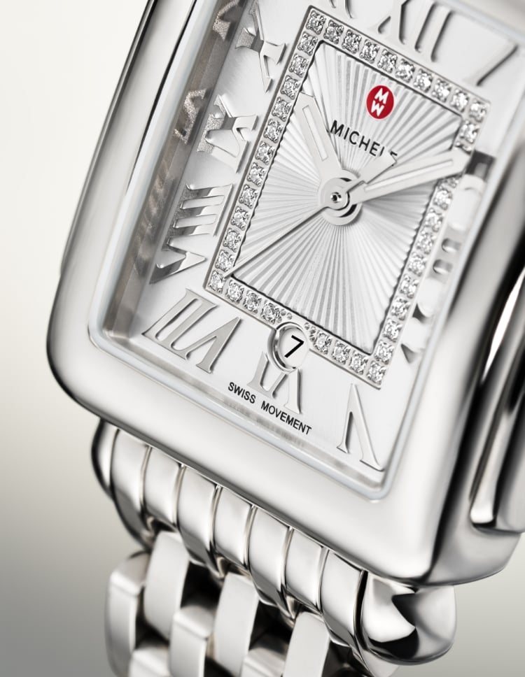 The Deco Diamond Dial 18K Gold-plated Watch shown on a wrist