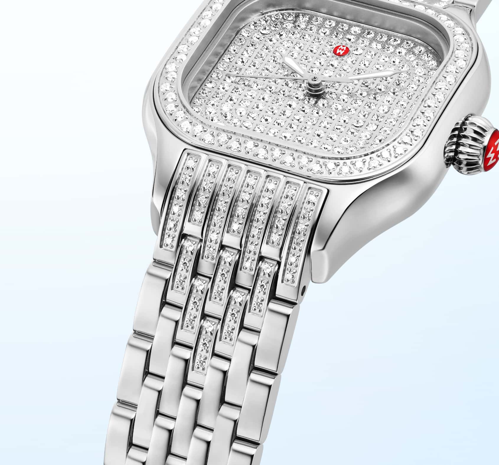 limited-edition Meggie watch in stainless featuring hand-set diamonds.