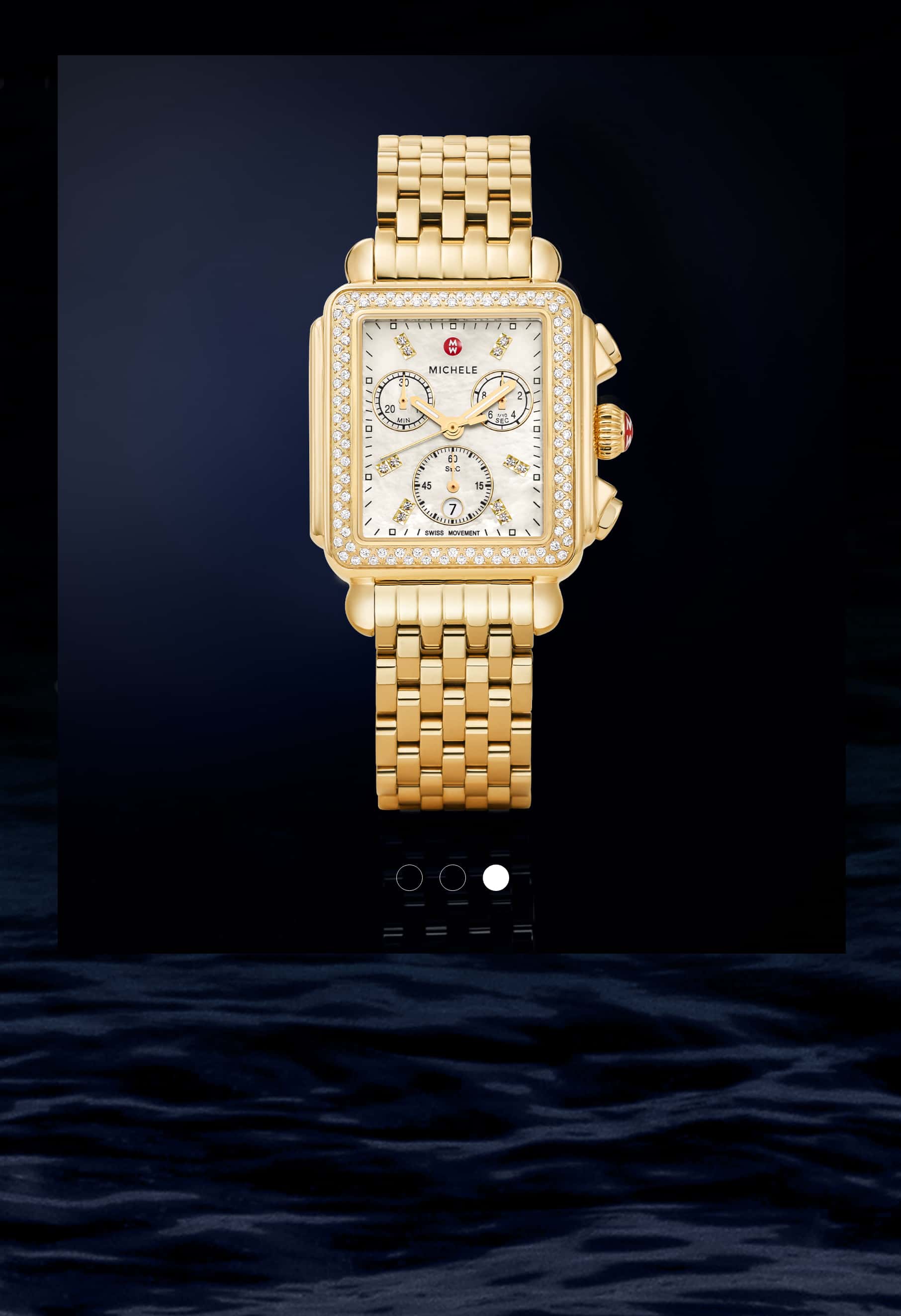 MICHELE Deco Diamond gold watch
