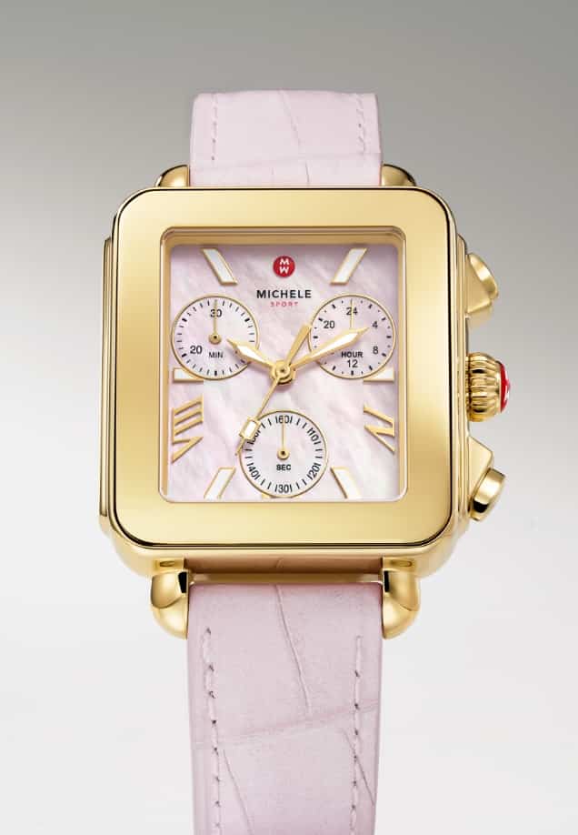 Deco Sport 18K Gold-Plated Ruby Red Leather Watch MWW06K000065