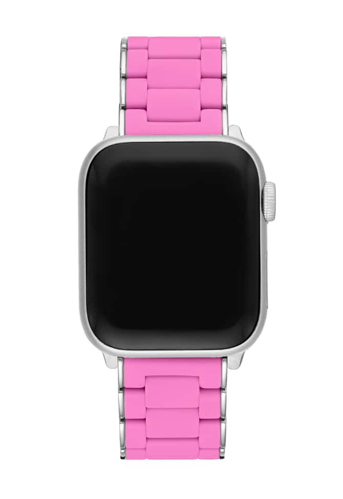 Two silicone-wrapped bands for Apple Watch® in signature Susan G. Komen® pink with stainless and gold-tone.