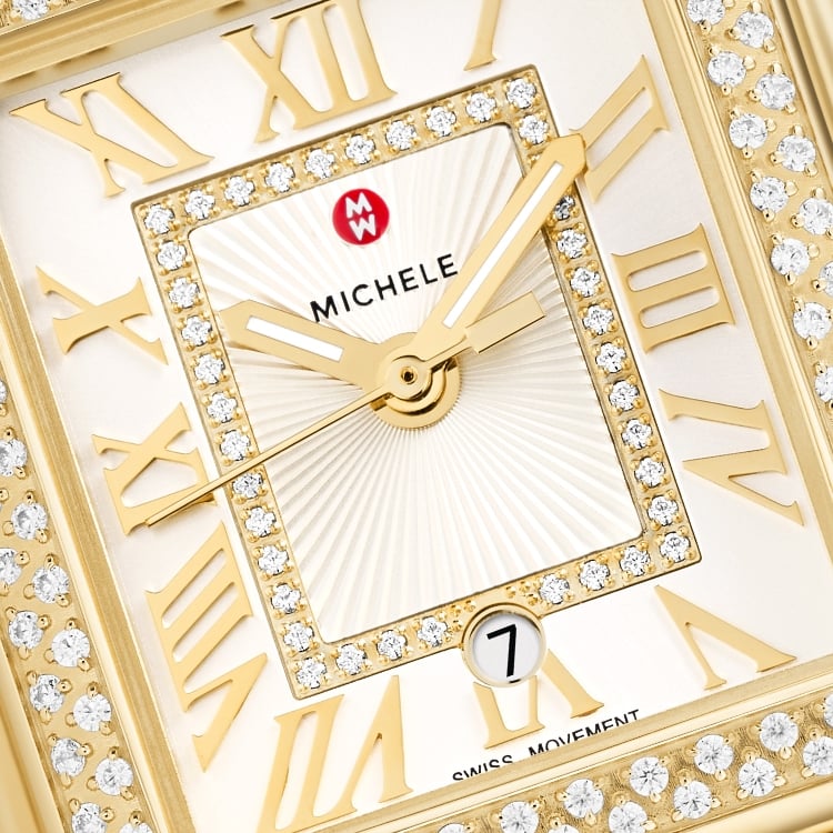 Close up of the Deco Madison Mid Diamond 18K Gold-plated watch