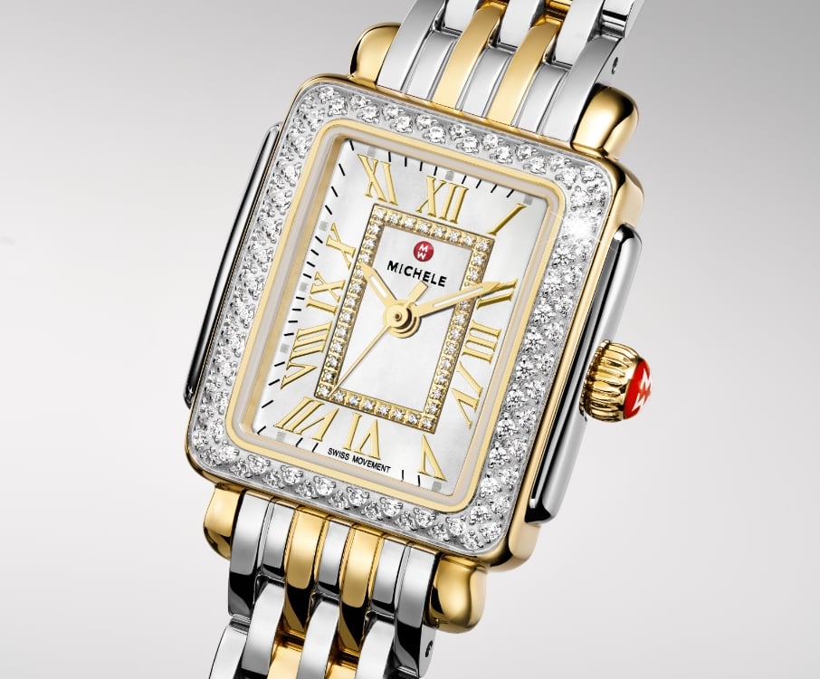 Detail shot of the Deco Madison Mini Two-tone 18K Gold-plated watch
