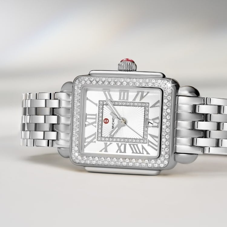 Woman wearing the Deco Madison Mid Two-tone Diamond Watch