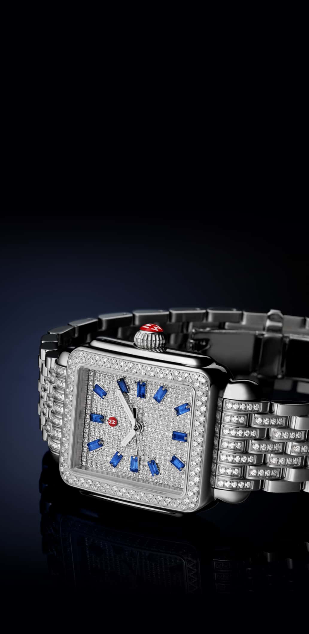 Limited Edition Deco Diamond Pavé Sapphire watch by MICHELE
