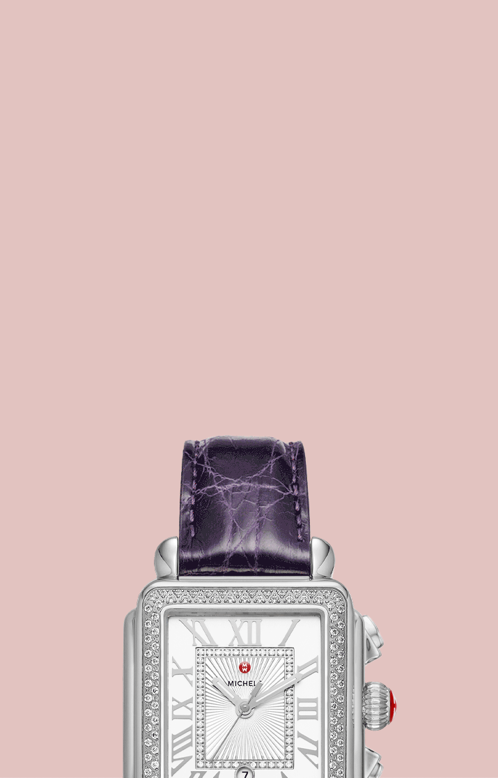 MICHELE watch with pink leather interchangeable strap