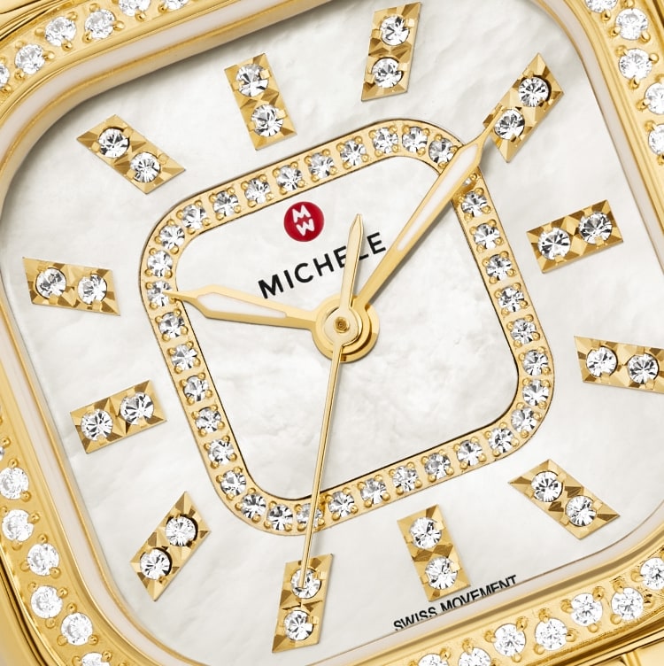 Closeup of the Deco Madison Mid Stainless Diamond Watch