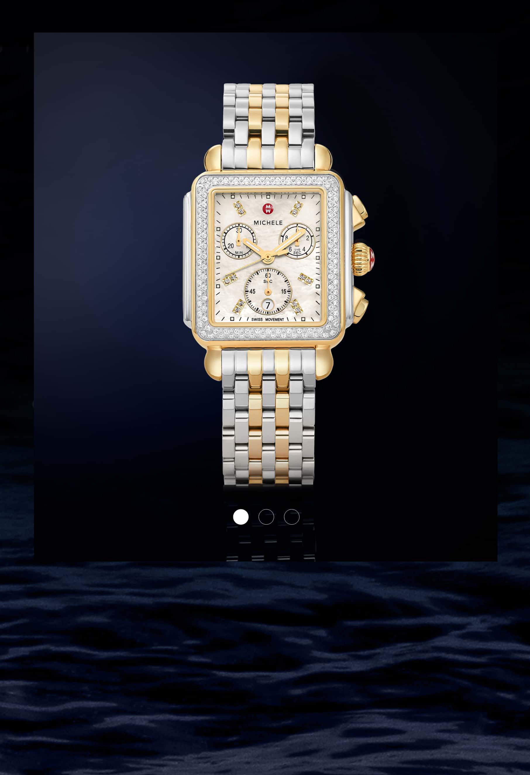 MICHELE Deco Diamond two-tone watch