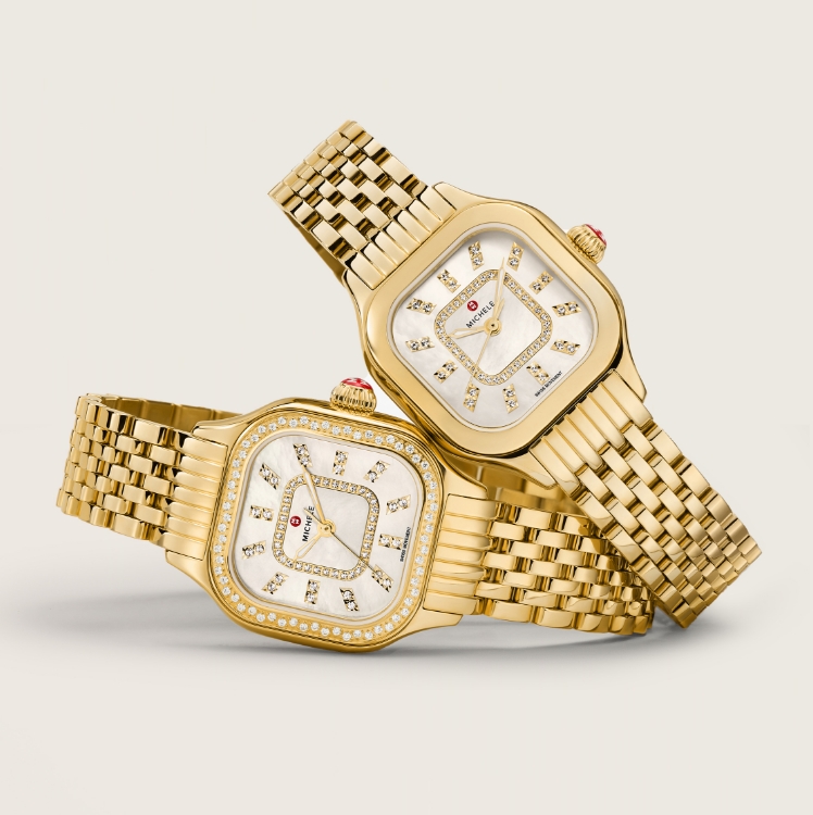 The Meggie Diamond 18K Gold-plated watch and the Meggie Diamond Dial 18K Gold-plated watch.