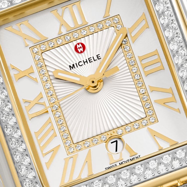 Deco Madison Diamond Two Tone 18K Gold Plated Diamond Dial Watch MWW06T000144 MICHELE