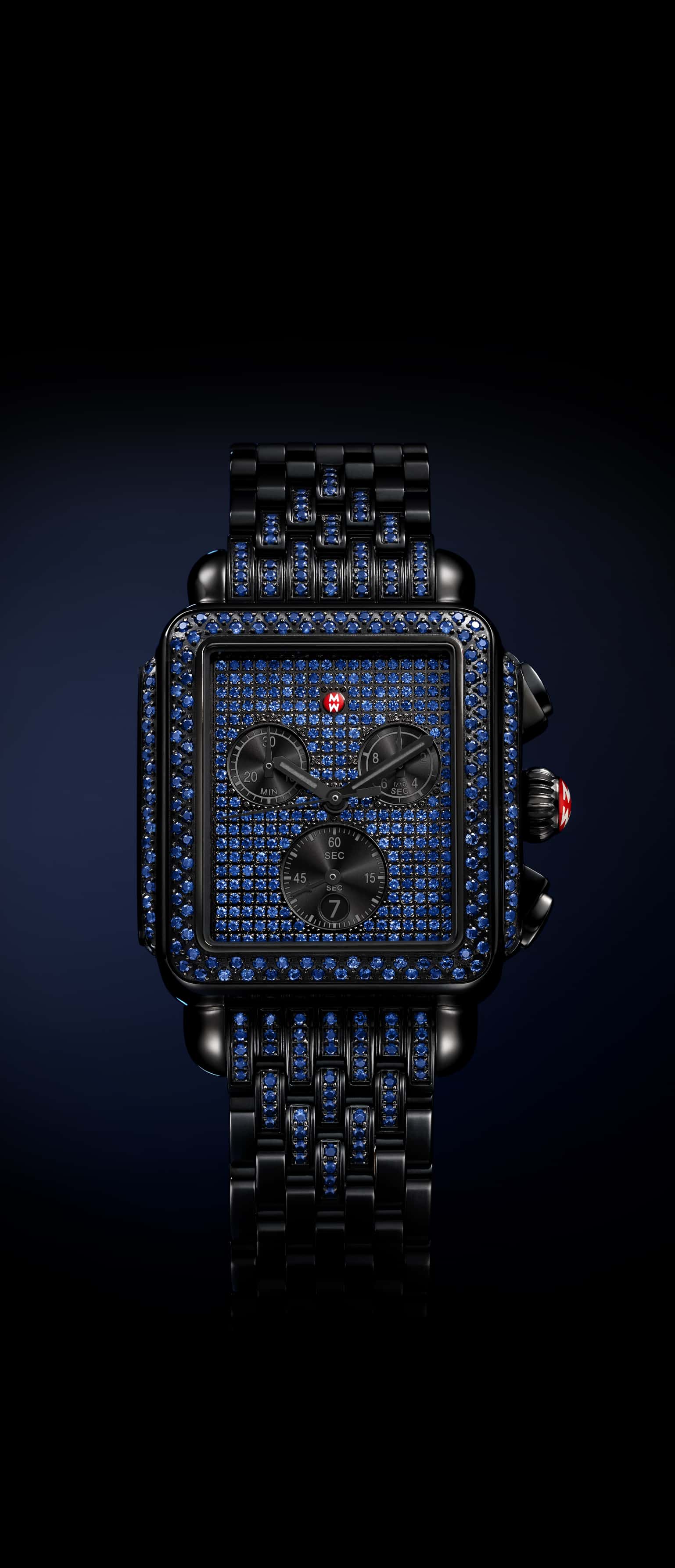 Deco Sapphire Pavé Noir watch by MICHELE