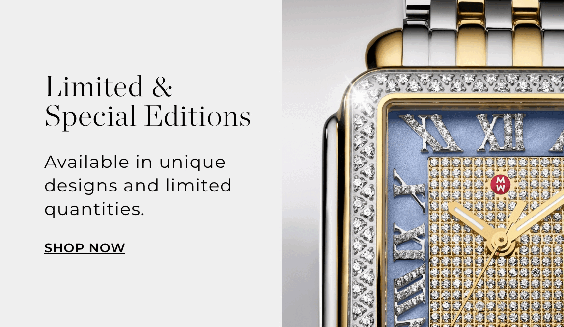 Rotating GIF featuring Ashley Graham and diamond watches from the Limited Edition Collection